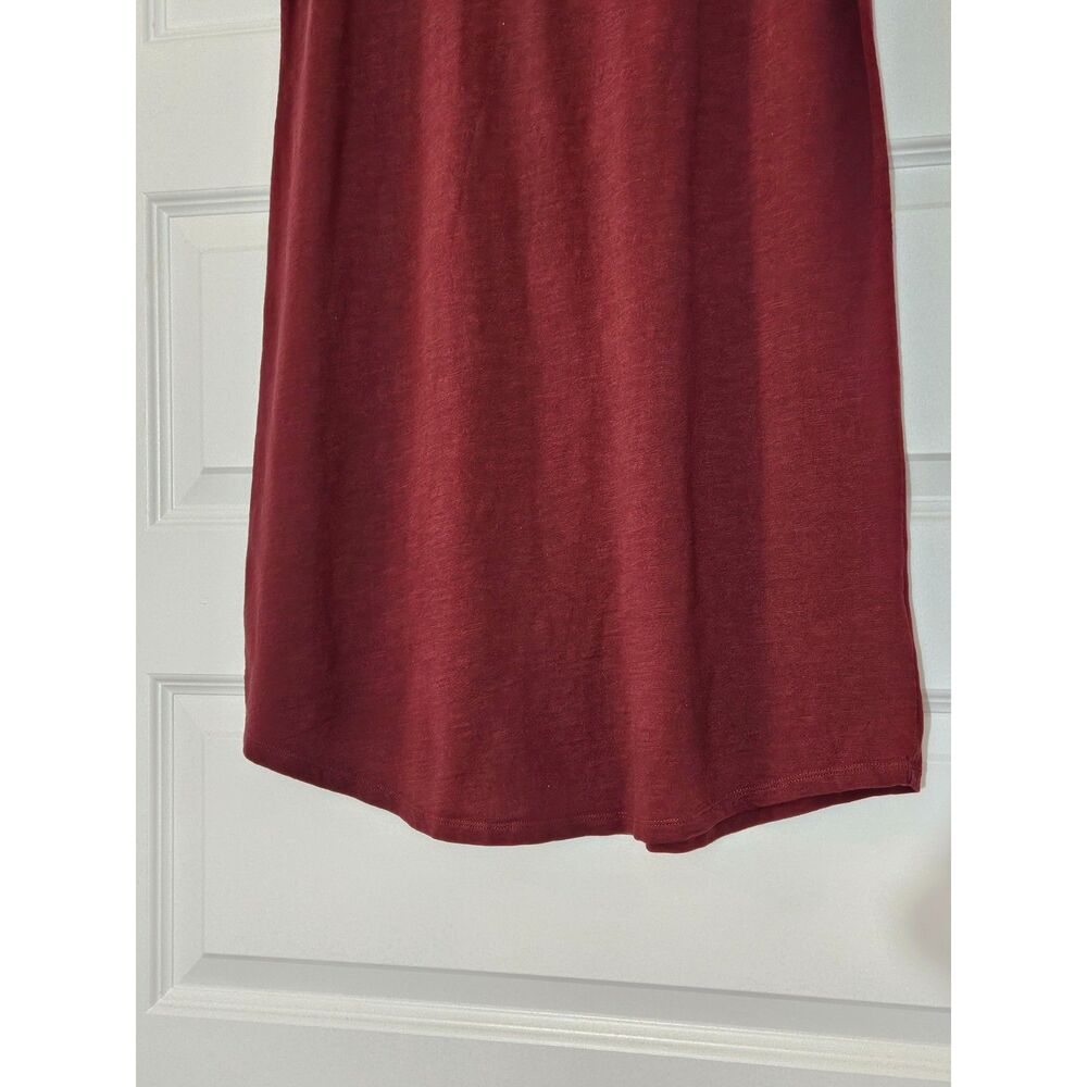 Daily Ritual Burgundy Tee Shirt Dress Cotton V-Neck Short Sleeve Size M - Picture 3 of 6